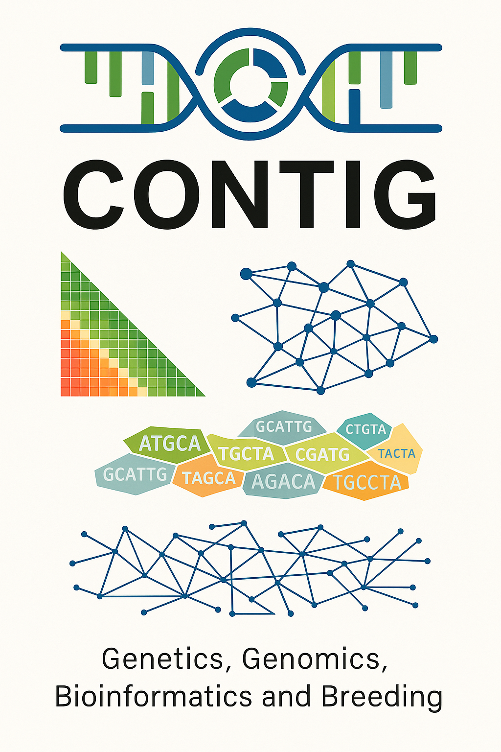 Contig journal cover illustration showcasing genetics and genomics research